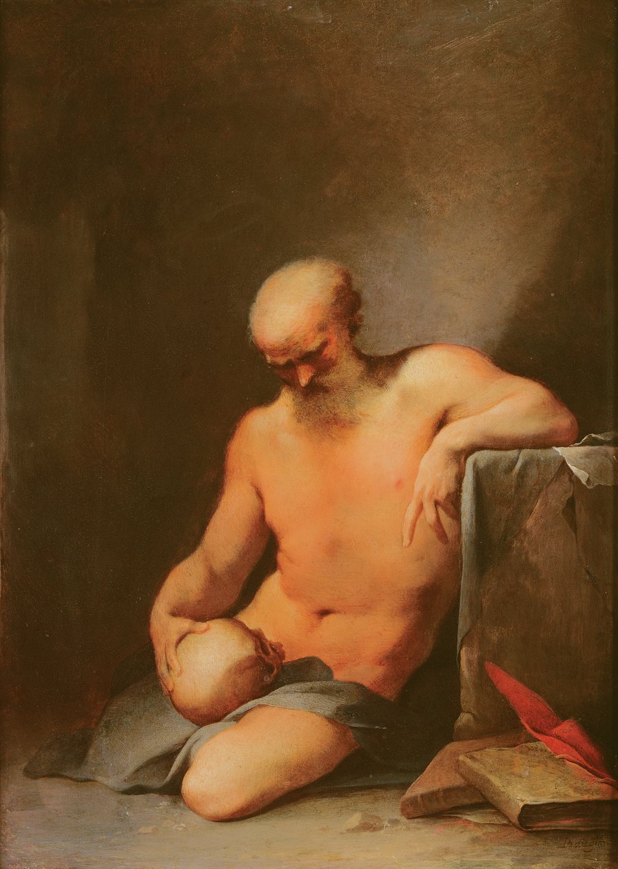 St. Hieronymus (olja på koppar) av Lubin Baugin