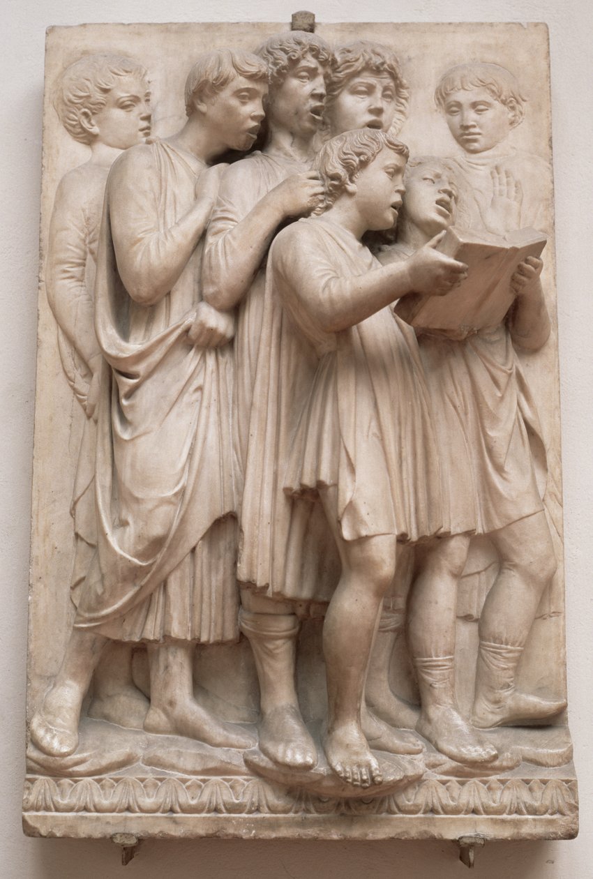 Sjungande änglar, detalj från Cantoria, ca 1432-38 (marmor) av Luca Della Robbia