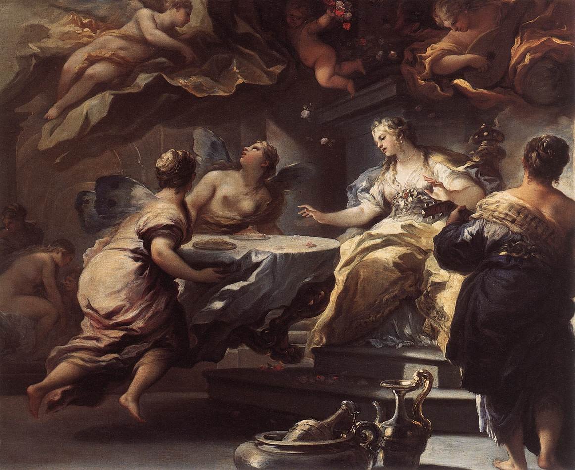 Psyche Served by Invisible Spirits av Luca Giordano