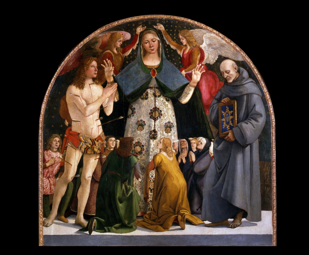 Madonna of Mercy and Saints Sebastian and Bernardino da Siena av Luca Signorelli