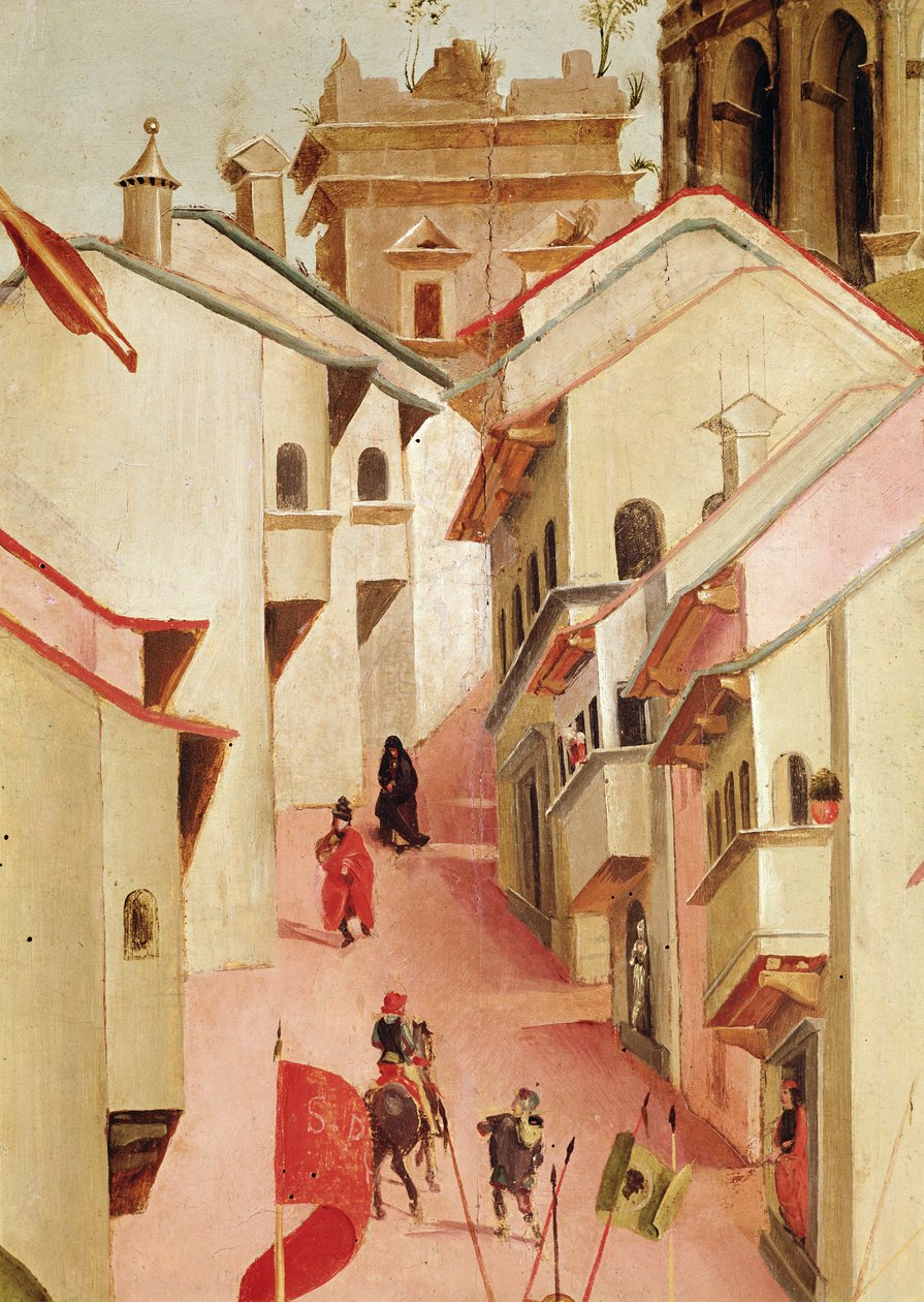 The Martyrium of St. Sebastian, detalje af byen (detalje af 165896) swed av Luca Signorelli