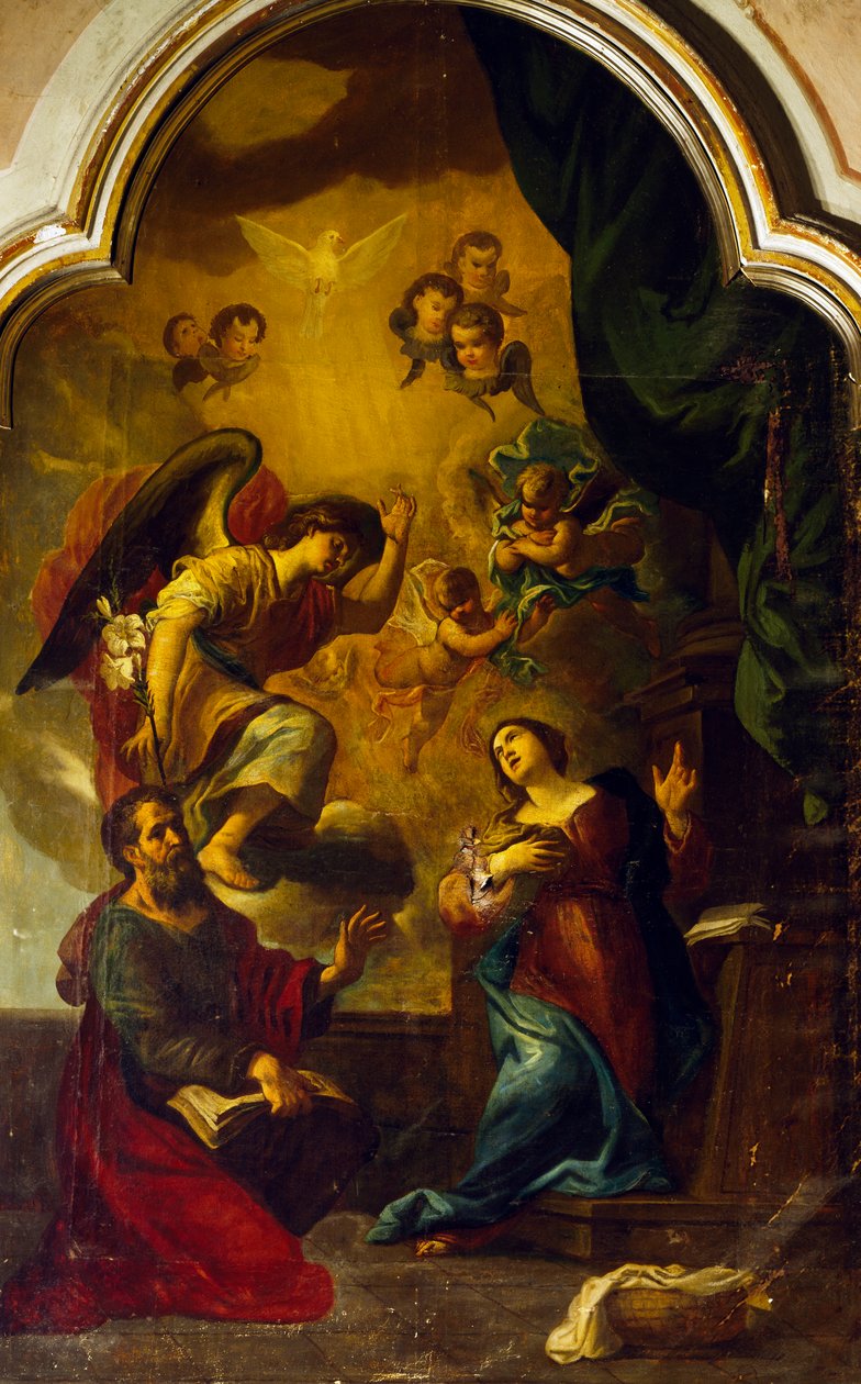 Annunciation, av Luca Cambiaso (1527-1585) av Luca Cambiaso