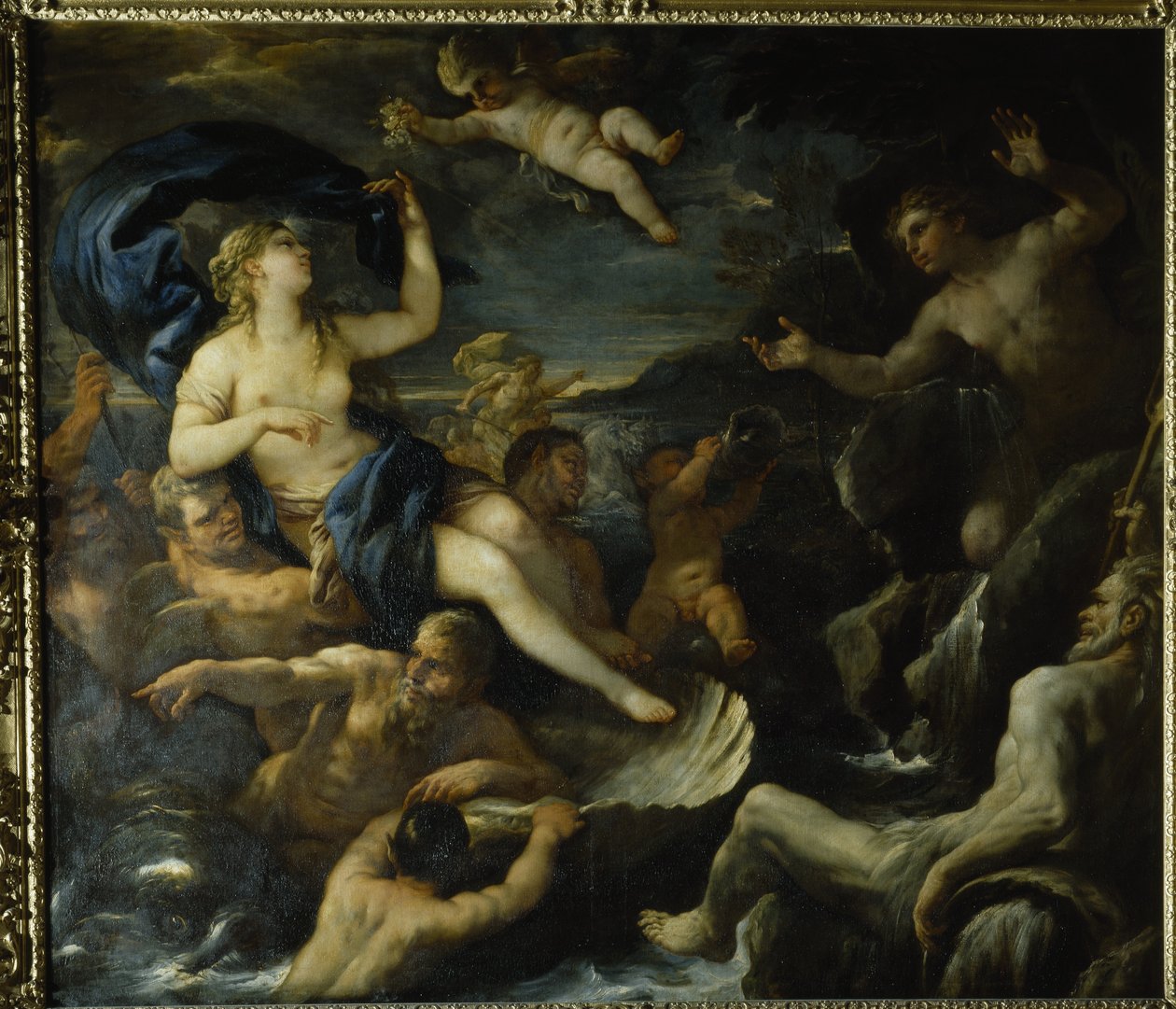 Acis och Galatea (olja på duk) av Luca Giordano