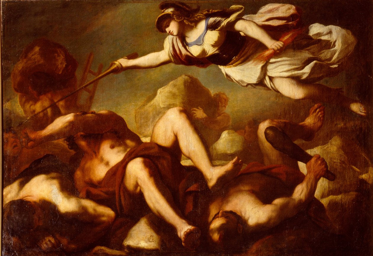 Minerva i kampen mot Gigantes av Luca Giordano