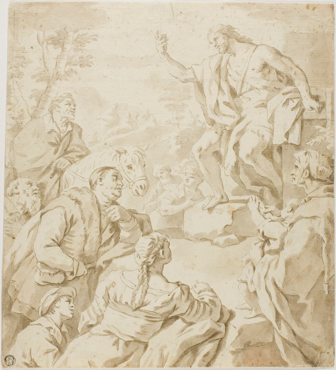 Sankt Johannes Döparen predikar av Luca Giordano