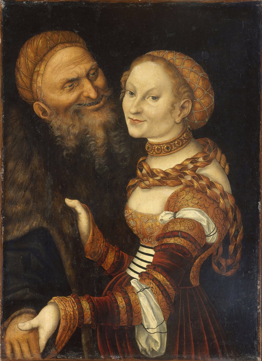 Courtesan and old man av Lucas Cranach the Elder