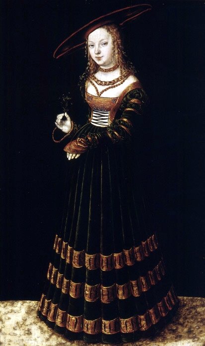 Portrait of a girl with forget me nots  av Lucas Cranach the Elder