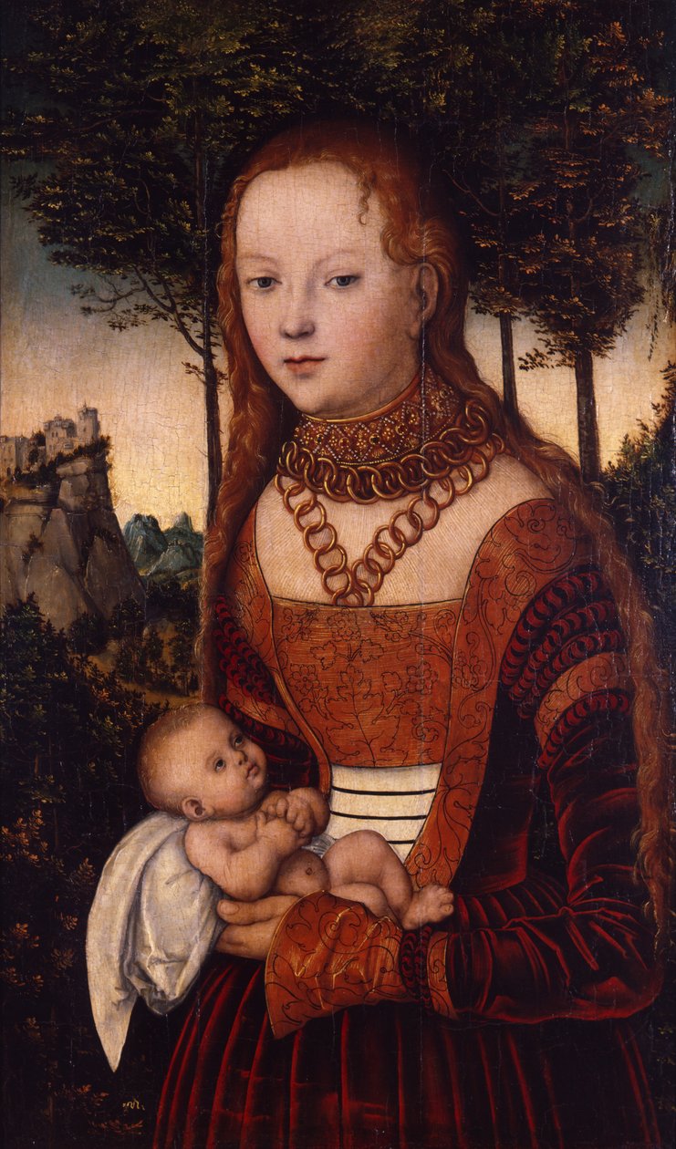 Ung mamma med barn av Lucas Cranach the Elder