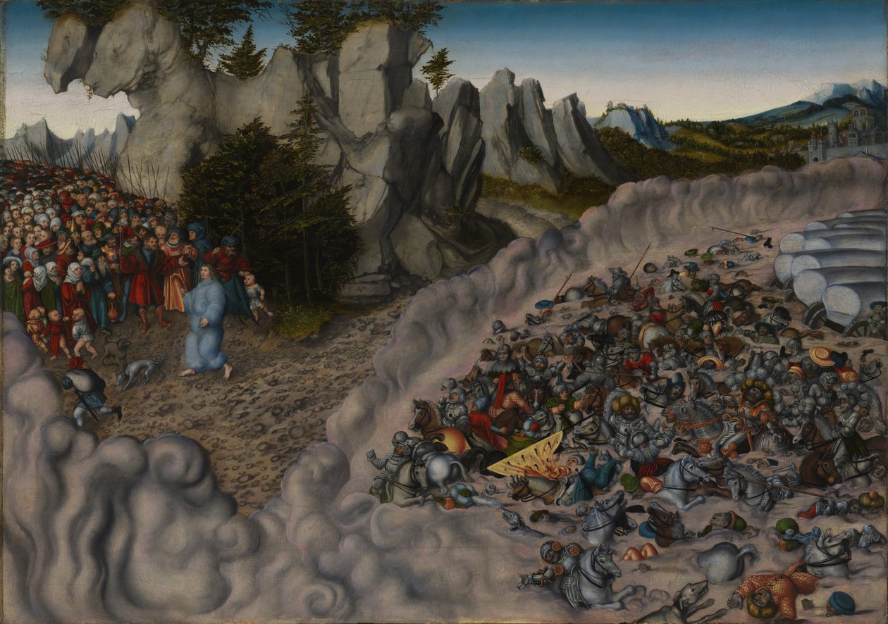 Zug der Israeliten durch das Rote Meer  av Lucas Cranach the Elder