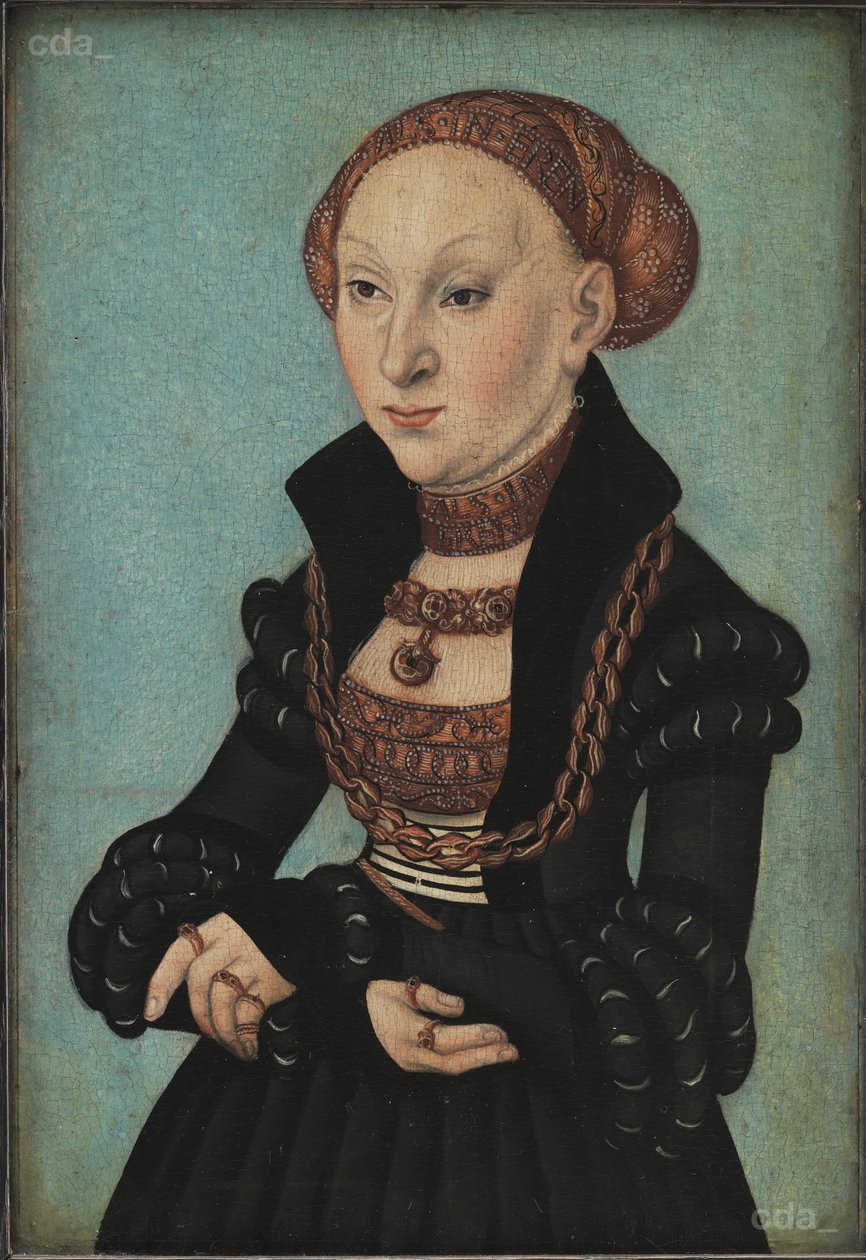 Portrait of the Electress Sibyl of Saxony av Lucas Cranach the Elder