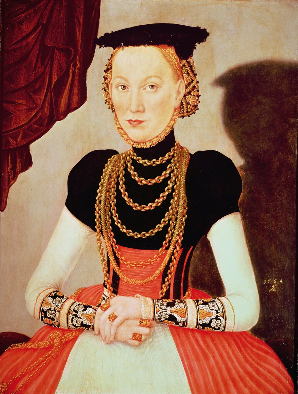 Porträtt av en kvinna, 1564 (panel) av Lucas Cranach the Younger