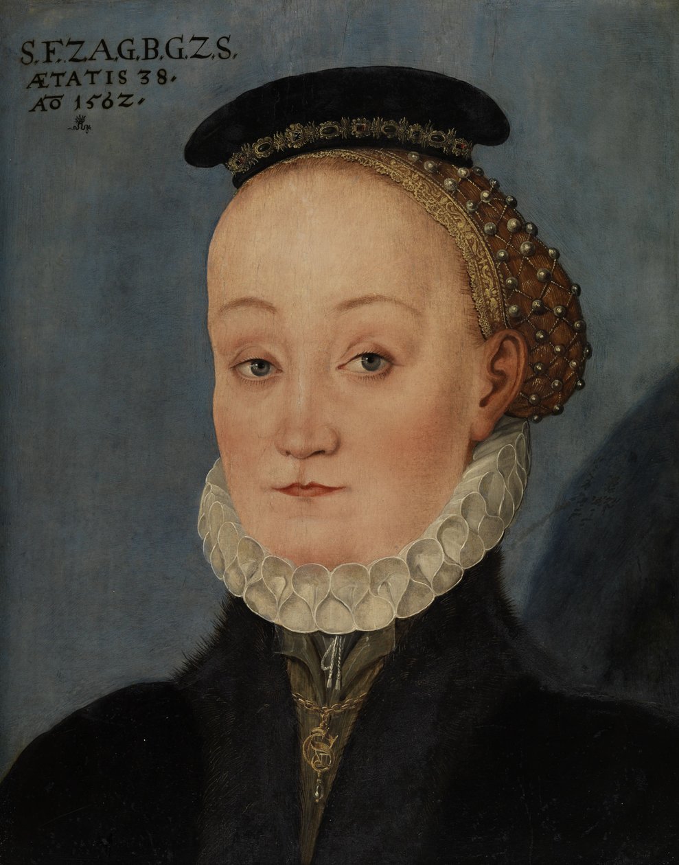 Porträt der Lucretia Freifrau von Berlepsch, geb. von Schleinitz av Lucas Cranach the Younger