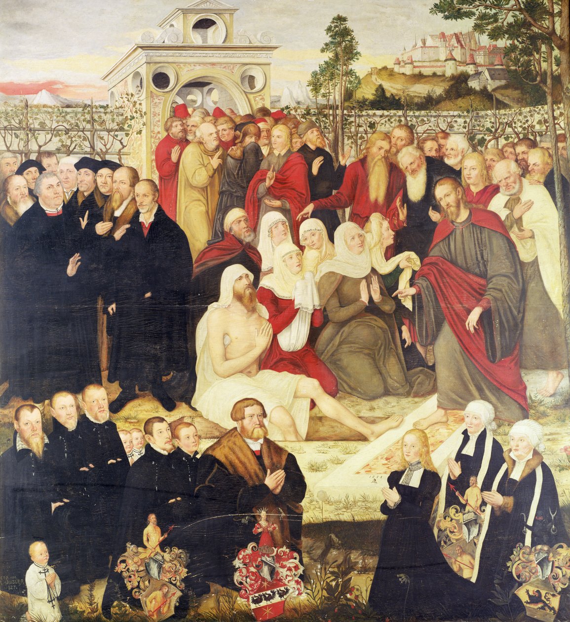 Reformatorernas grupp vid ett mirakel (se även 308463) av Lucas Cranach the Younger
