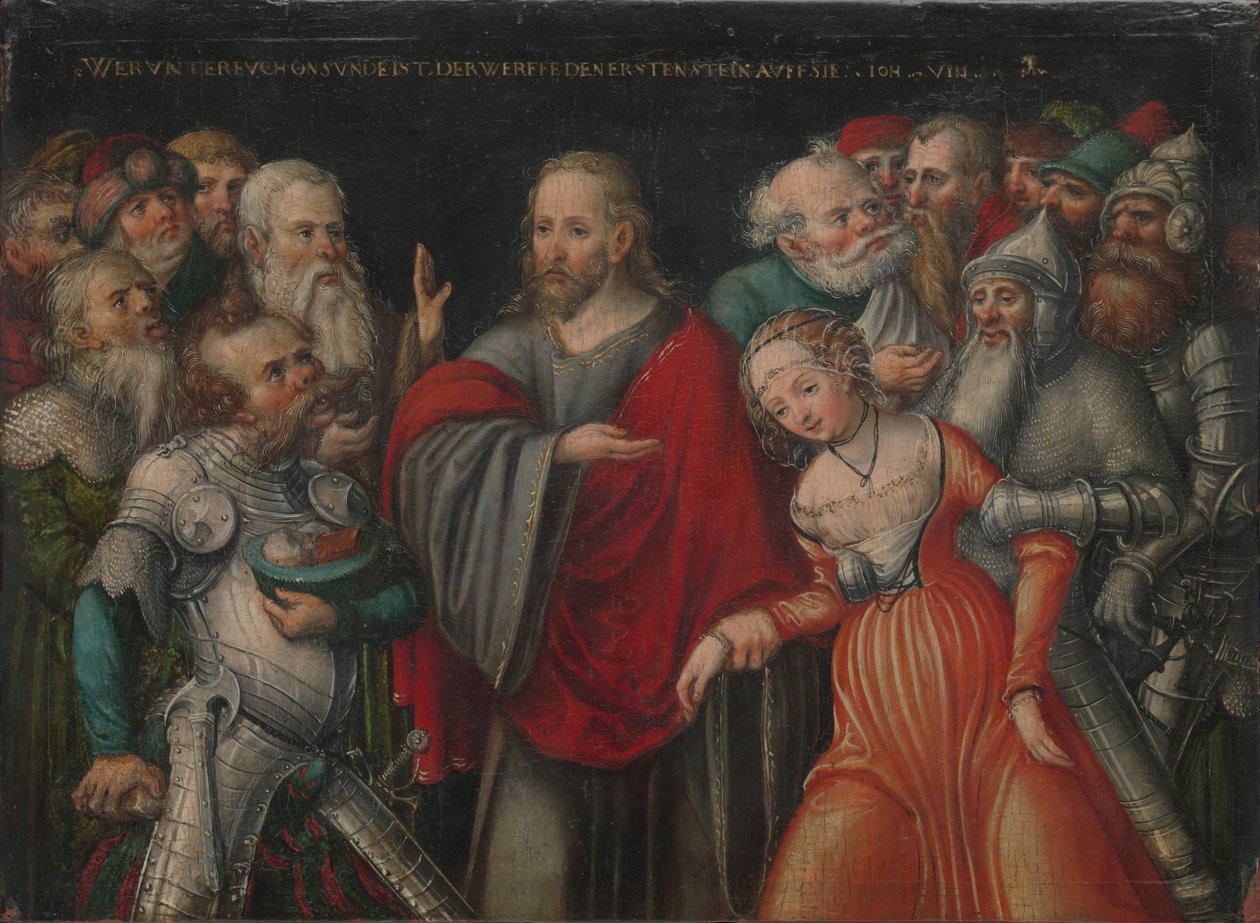 Kristus och äktenskapsbrottet av Lucas Cranach the Younger and workshop