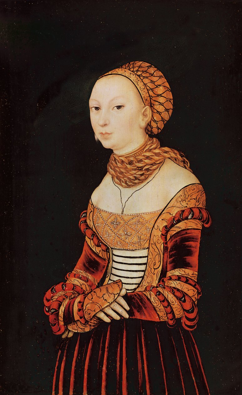Porträtt av en ung kvinna (olja på trä) av Lucas Cranach the Elder