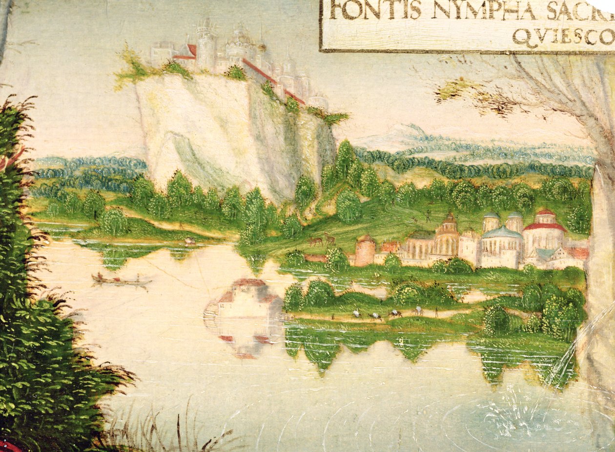 Landskap, detalj av Resting Naiad (se 247410) av Lucas the Younger studio of Cranach