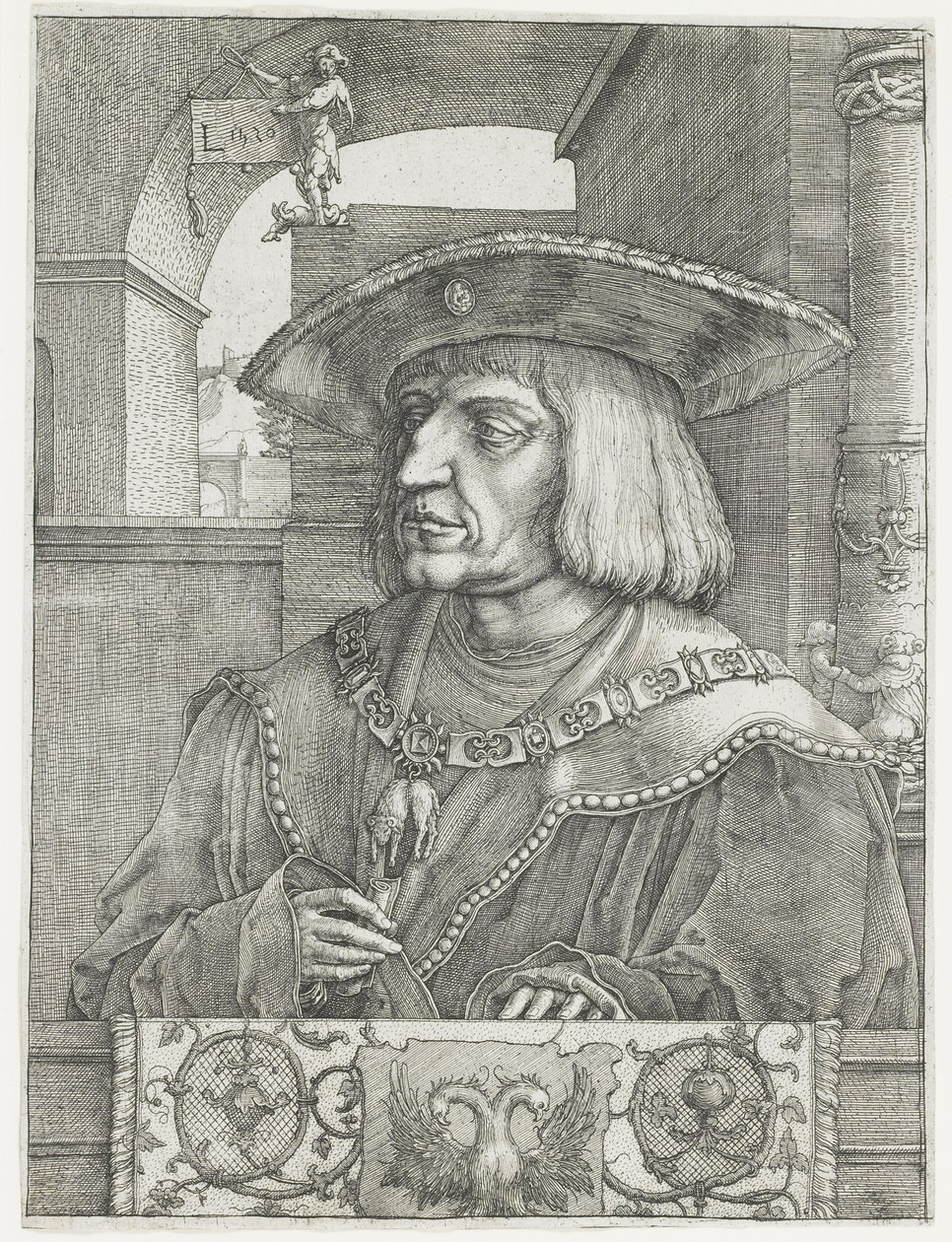 Kejsar Maximilian I, 1520 av Lucas van Leyden