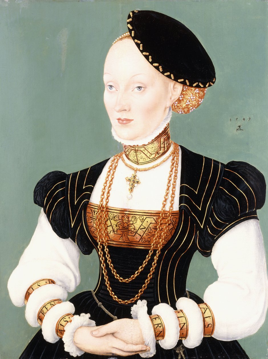 Porträtt av Anne av Danmark av Lucas Cranach