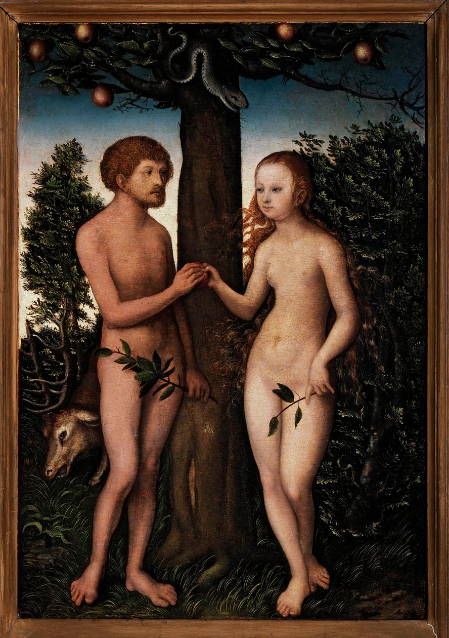 Adam och Eva. av Lucas Cranach the Elder