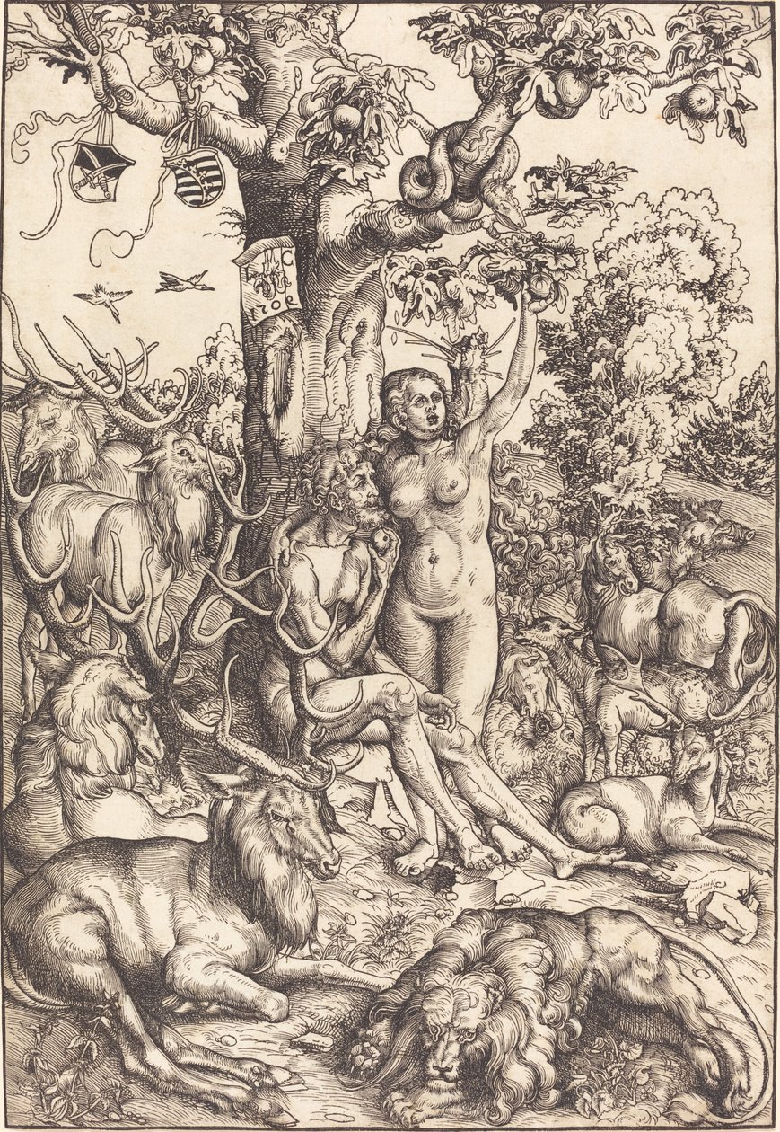 Adam och Eva i paradiset av Lucas Cranach the Elder