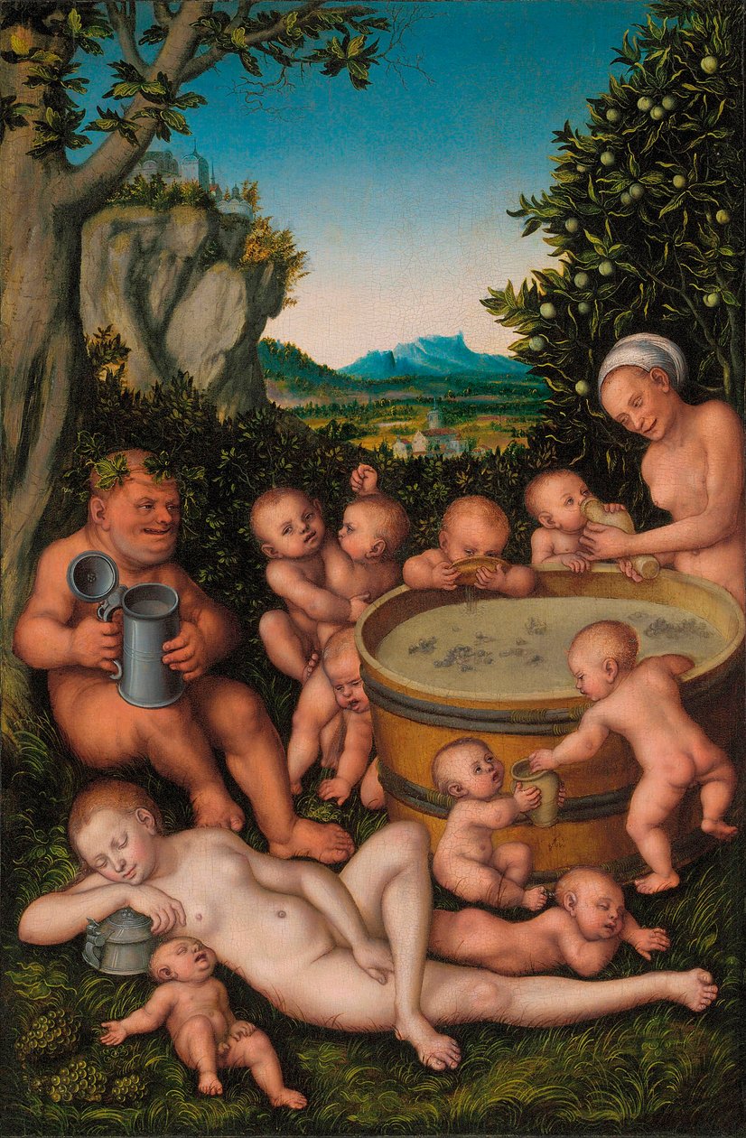 Bacchus på vinkaraffären av Lucas Cranach the Elder