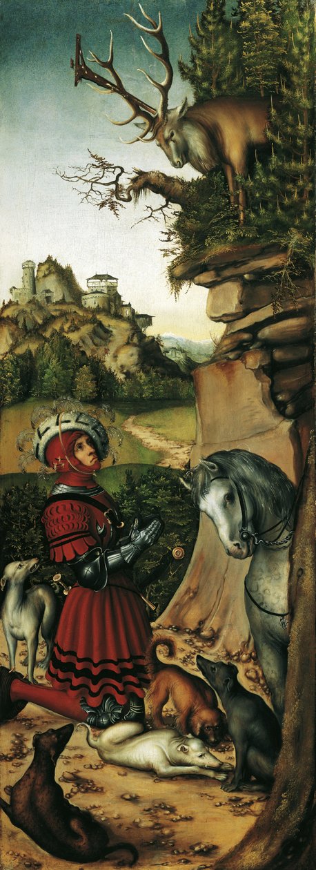 Visionen om Sankt Eustatius av Lucas Cranach the Elder