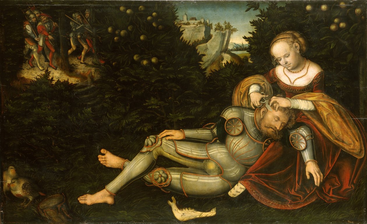 Simson och Delila av Lucas Cranach the Younger