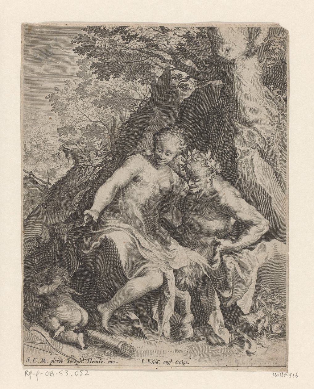 Nymf på en satyrs knä av Lucas Kilian