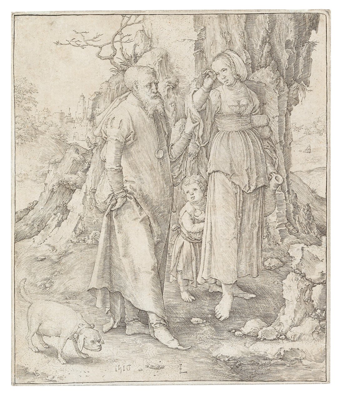 Förkastandet av Hagar, 1516. av Lucas Leyden van