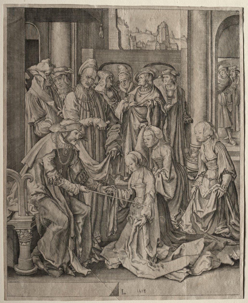 Ester före Ahasveros, 1518. av Lucas van Leyden