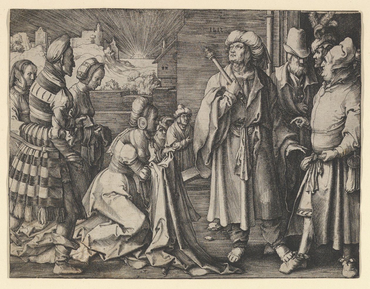 Potifars hustru anklagade Josef, 1512. av Lucas van Leyden