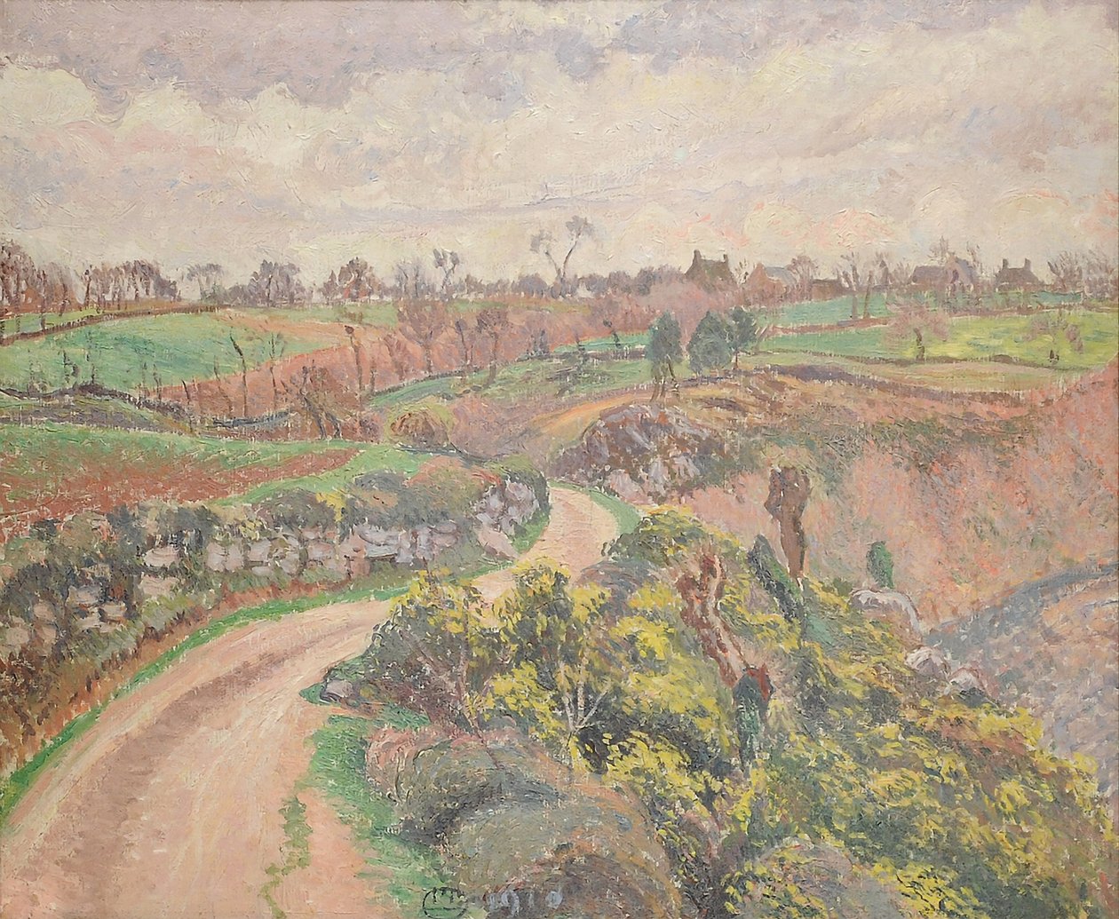 Rue de Poulfenc i Riec, 1910 av Lucien Pissarro
