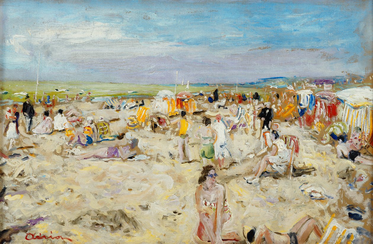 På stranden; Sur la Plage av Lucien Adrion