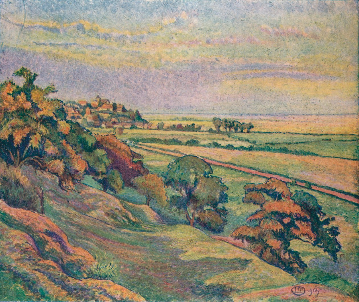Rye från Cadborough, Sunset, 1913 av Lucien Pissaro