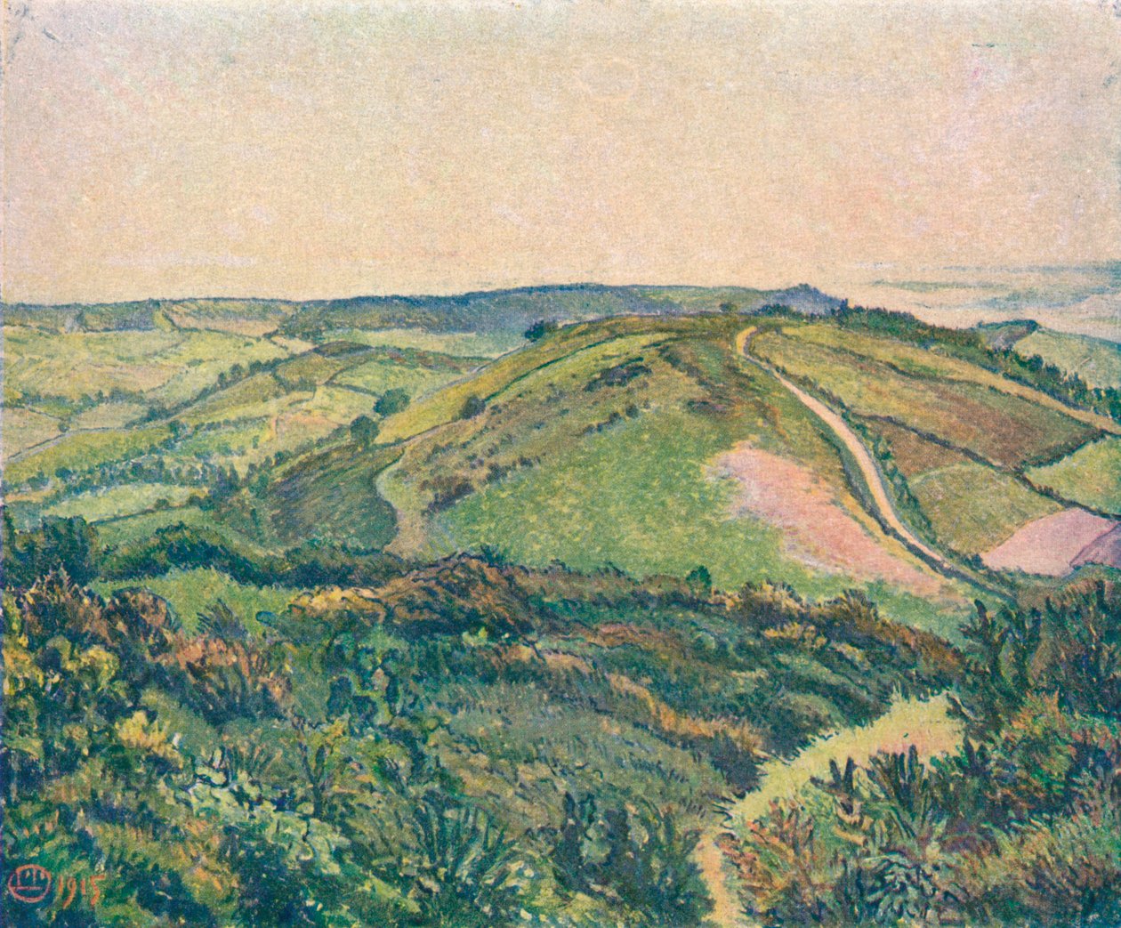 Utsikt från kullen, Fishpond, c1913 av Lucien Pissaro