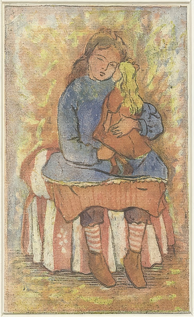 Flicka med docka av Lucien Pissarro