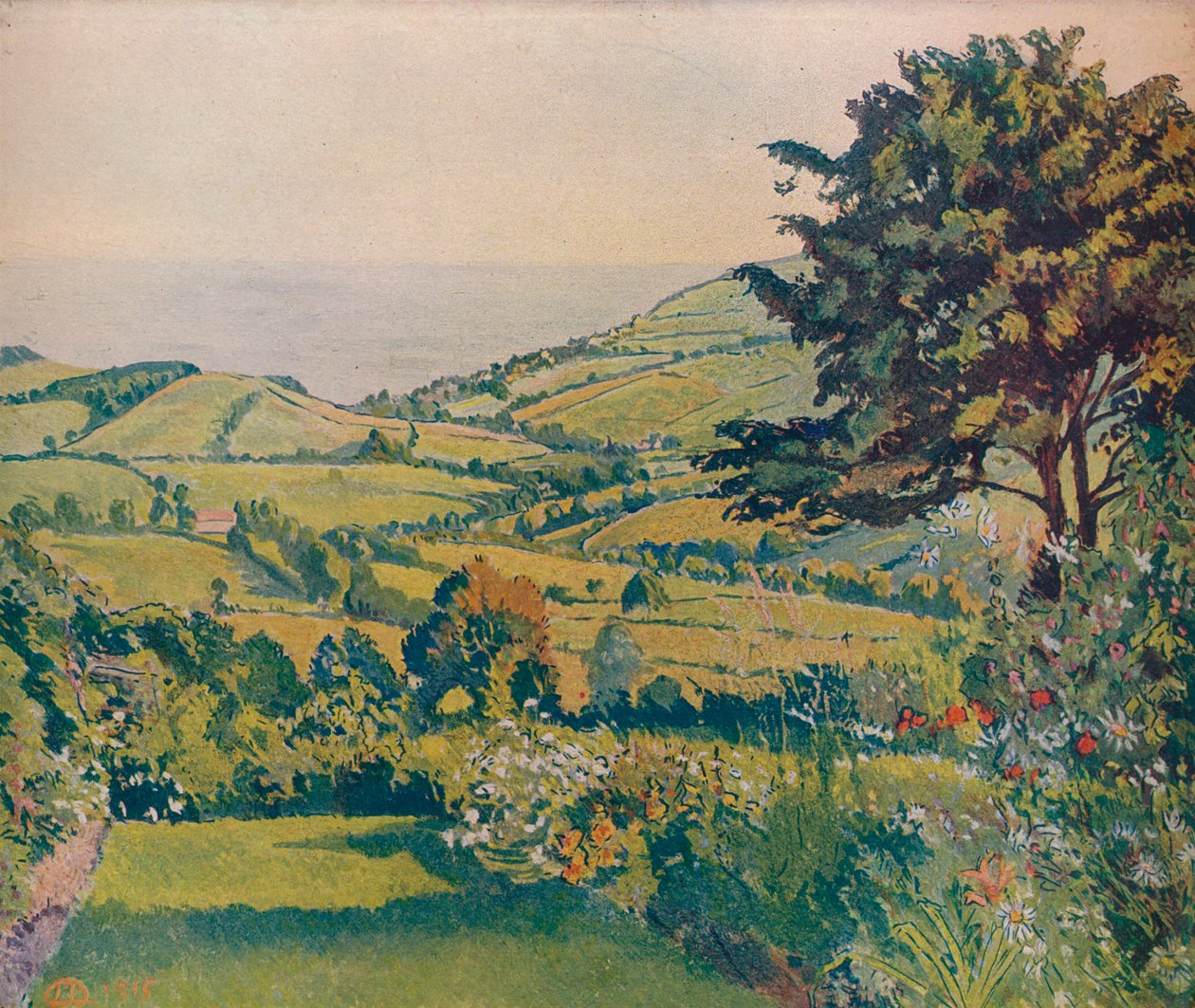 Havsutsikt, fiskdammar, 1915, c1932 av Lucien Pissarro
