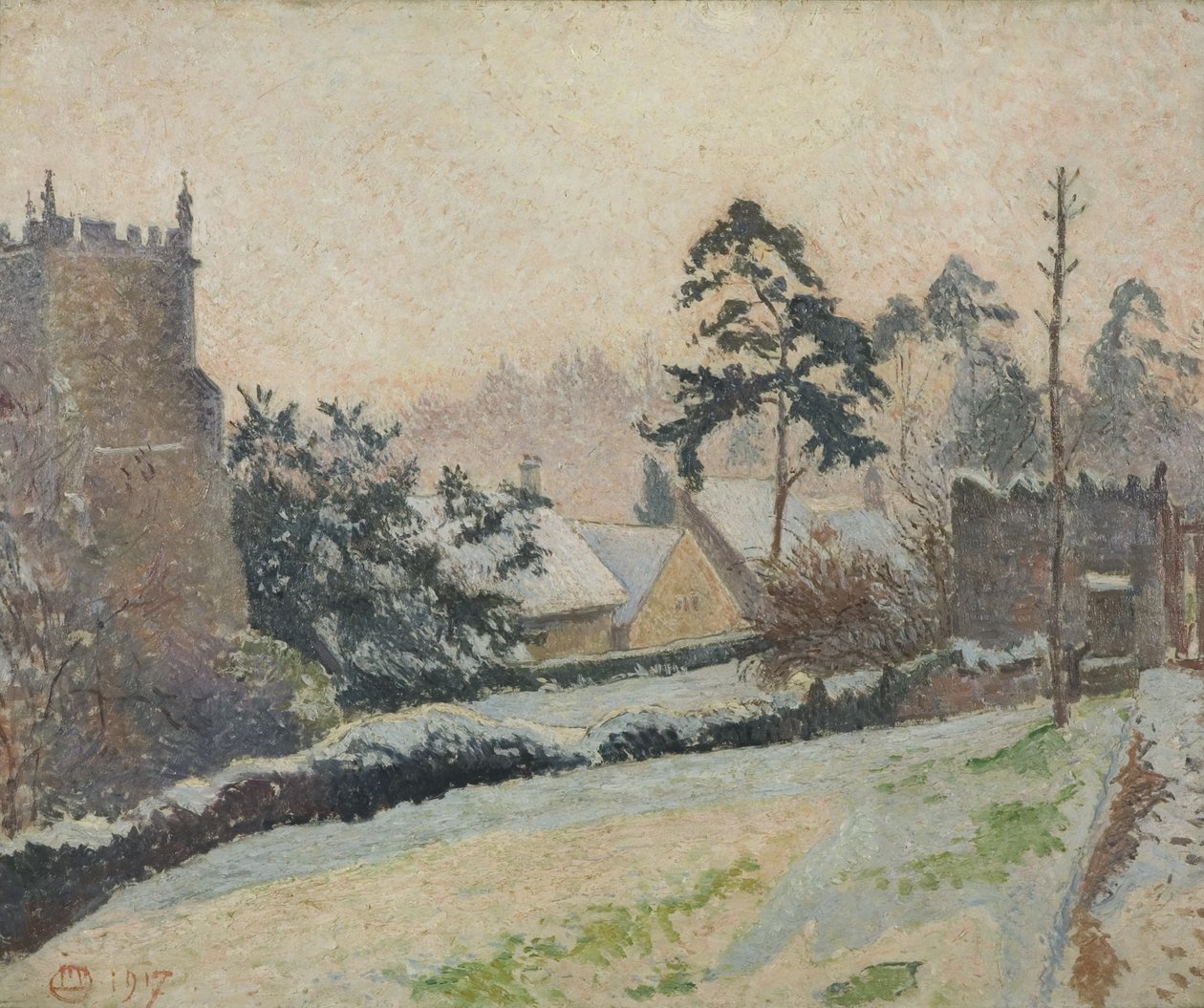 Snöplats i East Knoyle, Wiltshire, England av Lucien Pissarro