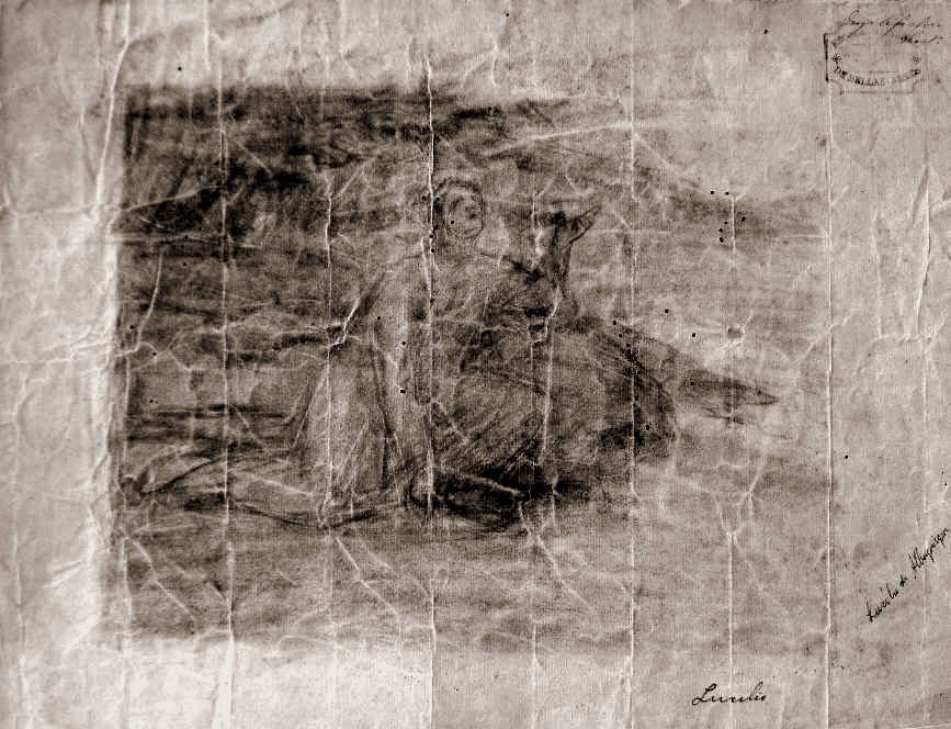  Anchieta writing the poem to the Virgin studynPortugues: Anchieta escrevendo o poema a Virgem estudon av Lucilio de Albuquerque