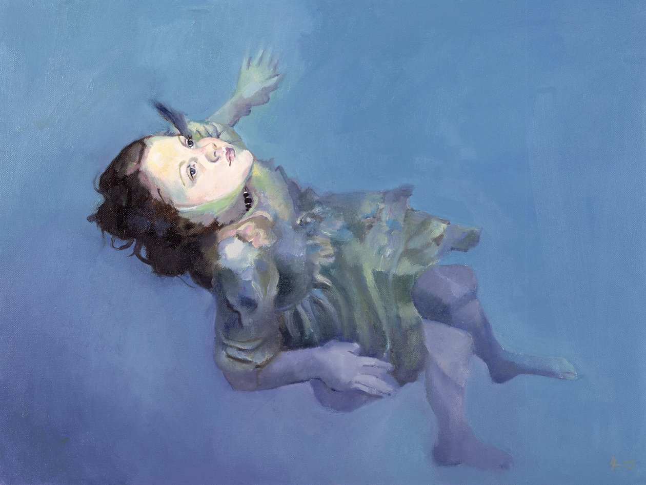Girl floating, 2004 (olja på duk) av Lucinda Arundell