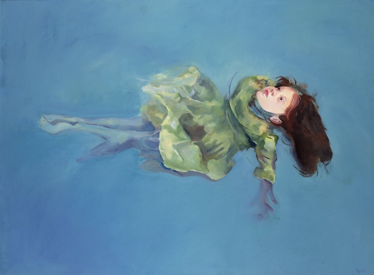 Girl floating, 2004 (olja på duk) av Lucinda Arundell