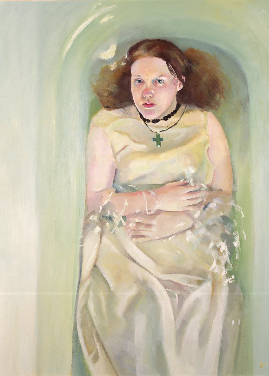 Flicka i badkar, 2004 (olja på duk) av Lucinda Arundell