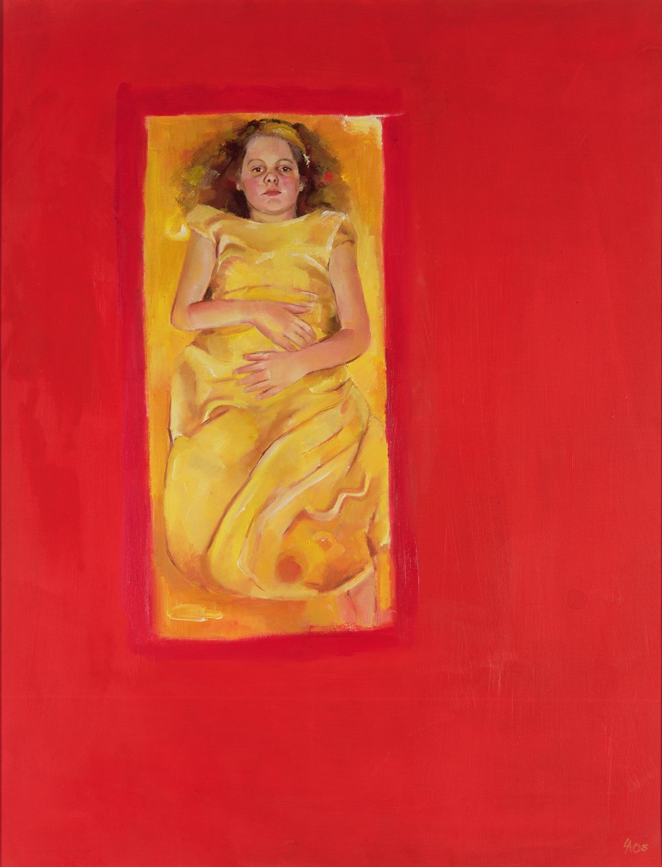 Flicka i säng, 2004 (olja på duk) av Lucinda Arundell