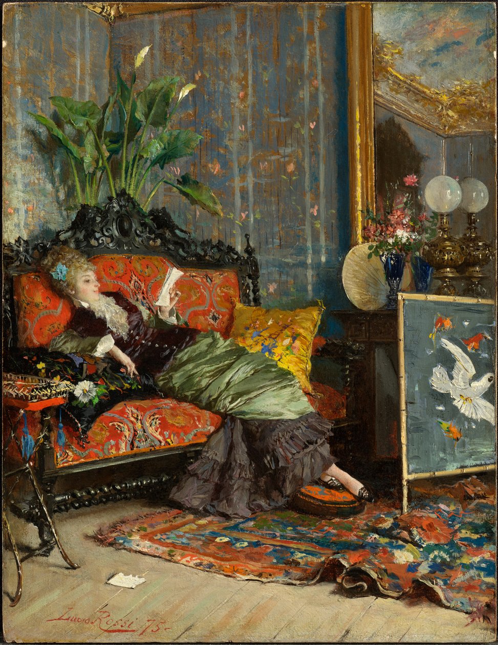 Ung kvinna läser, 1875 av Lucius Rossi