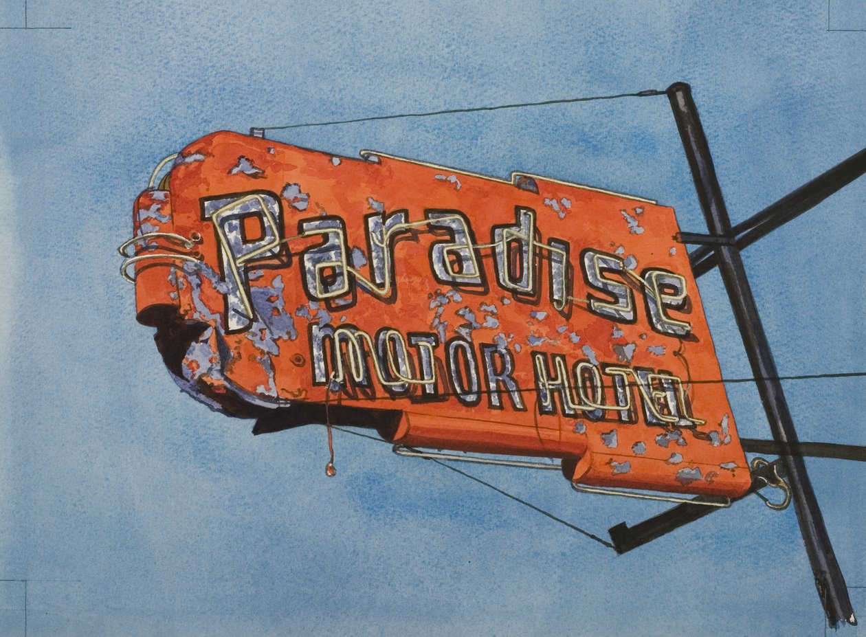 Paradise Motel, 2006 (wc på papper) av Lucy Masterman