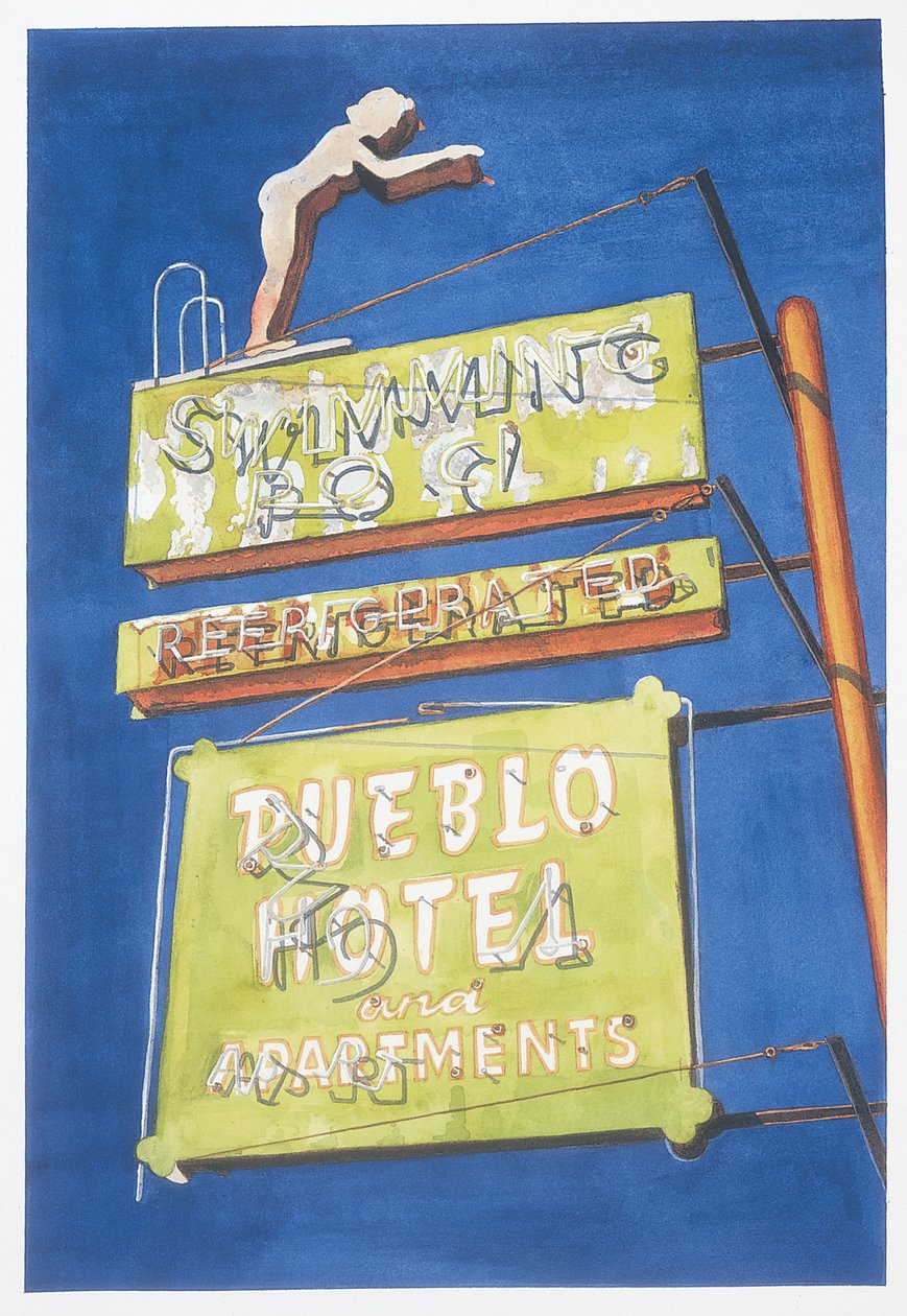 Pueblo Hotel, 2001 (wc på papper) av Lucy Masterman
