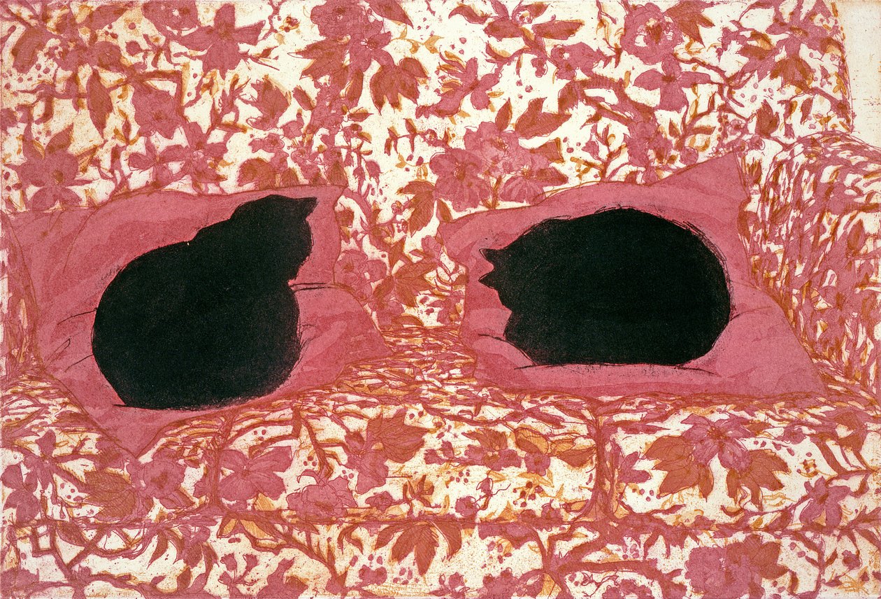 Cats, 1988 (etsning på papper) av Lucy Willis