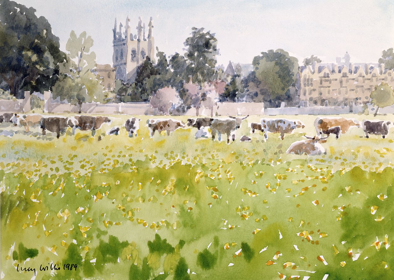 Looking Across Christ Church Meadows, 1989 (wc på papper) av Lucy Willis