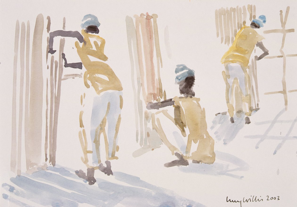 The Bamboo Fence, Senegal, 2003 (wc på papper) av Lucy Willis