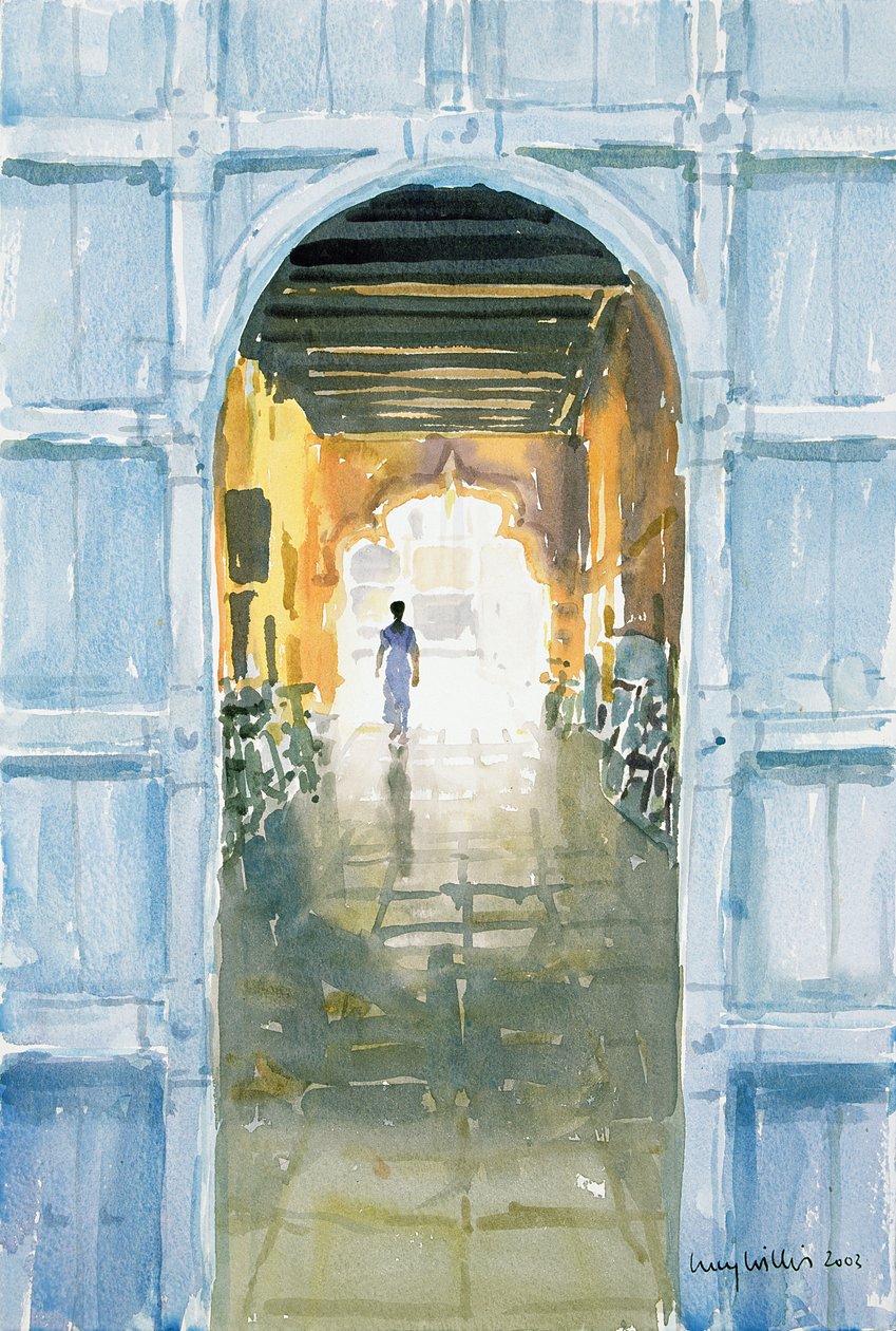 Walking Towards the Light, Cochin, 2002 (wc på papper) av Lucy Willis